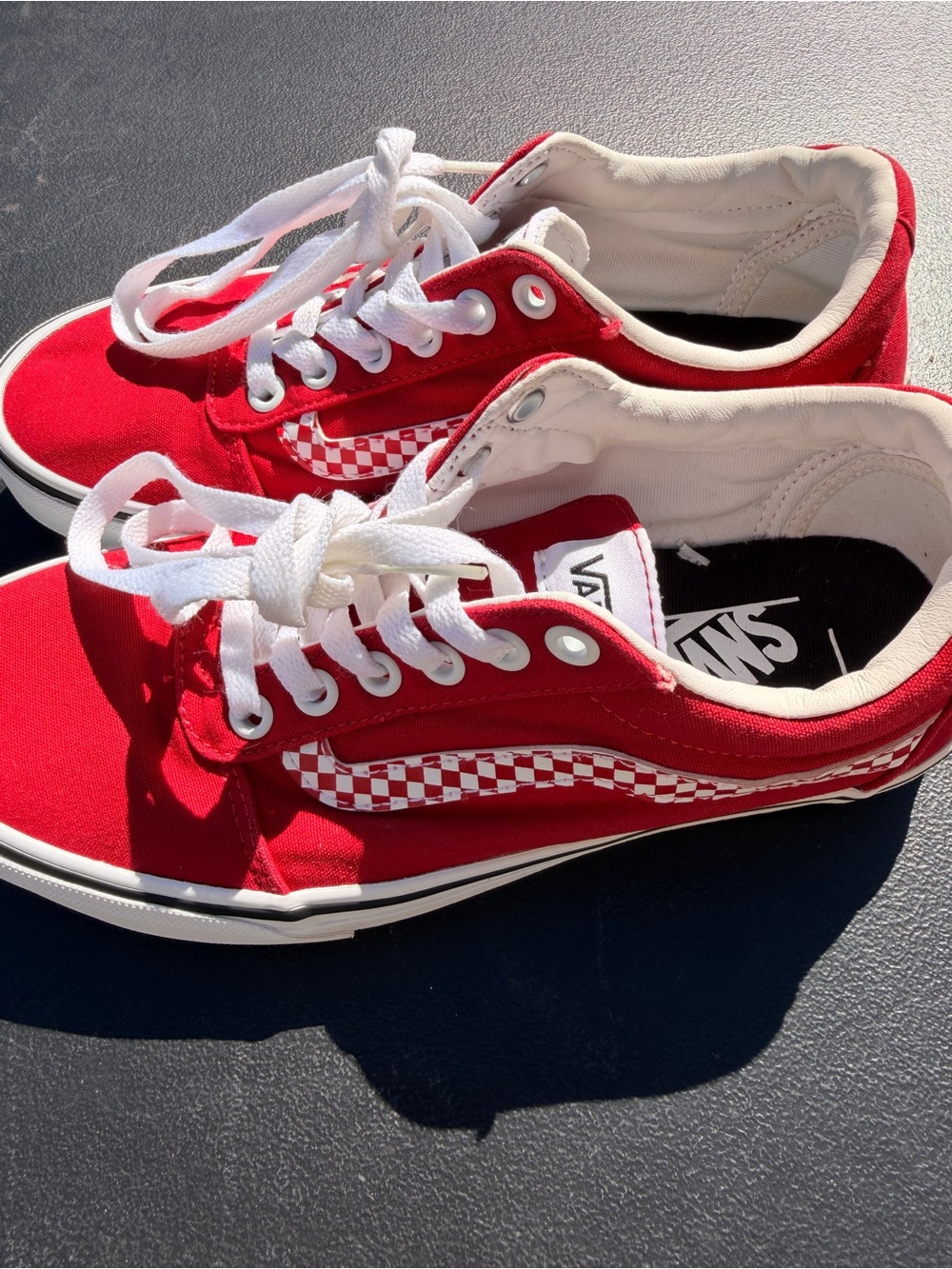Vans Kids Red & White Checkerboard Low-Top Sneakers